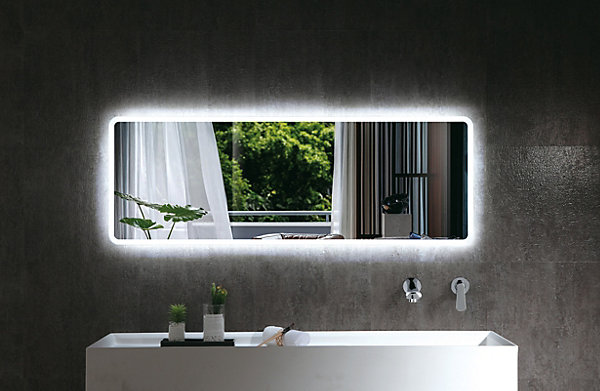 Miroir rectangulaire lumineux LED en aluminium pour la salle de bain - 2073 - 140x70x3cm (LxHxP)