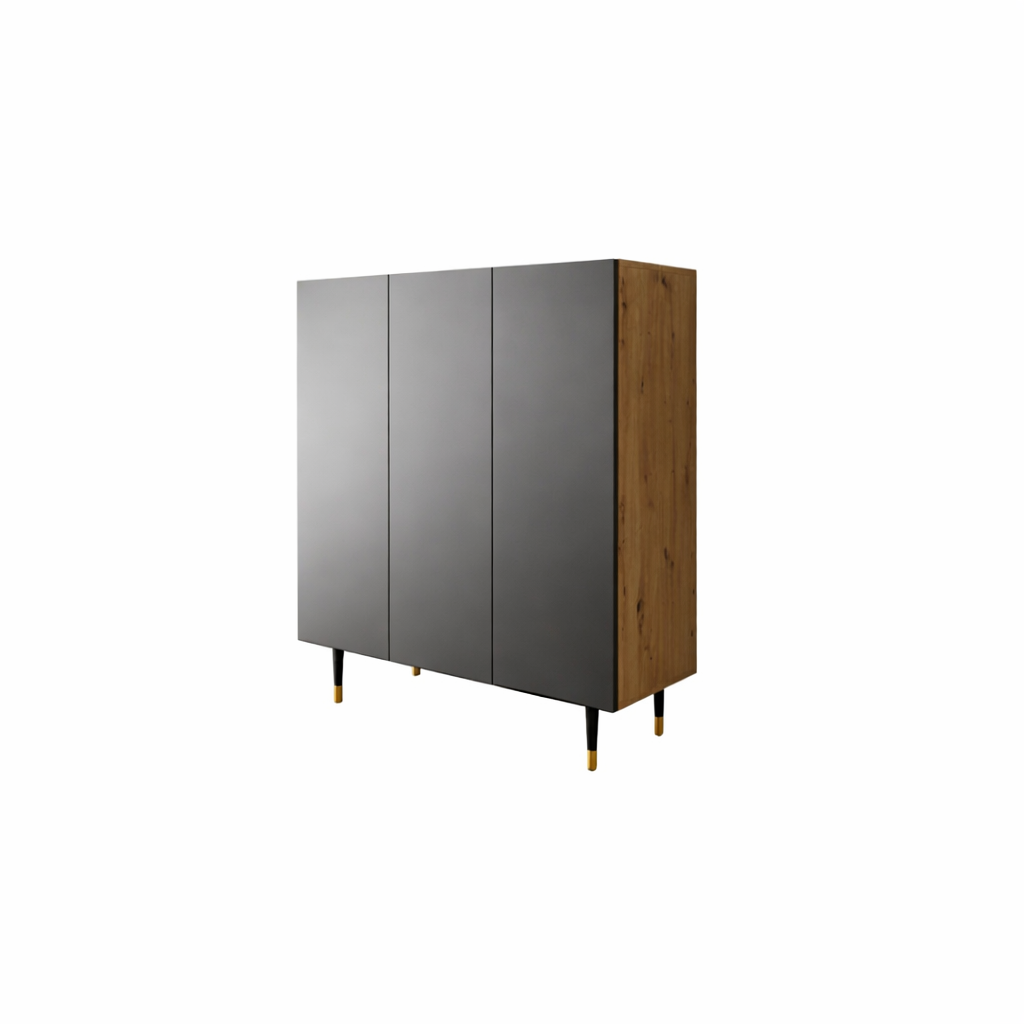 Komoda Maui-4 Loft Styl Loftowym Dąb Artisan Czarny-Mat