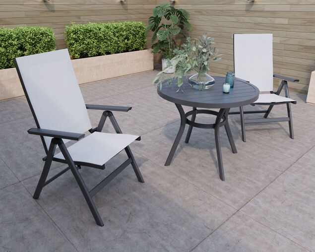 Frankie-Jette 3 Piece Chat Setting - Gunmetal Grey