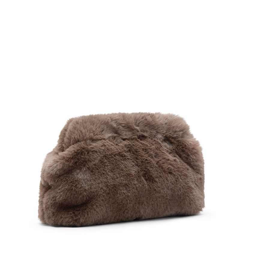 Manfield Grijze clutch van faux fur