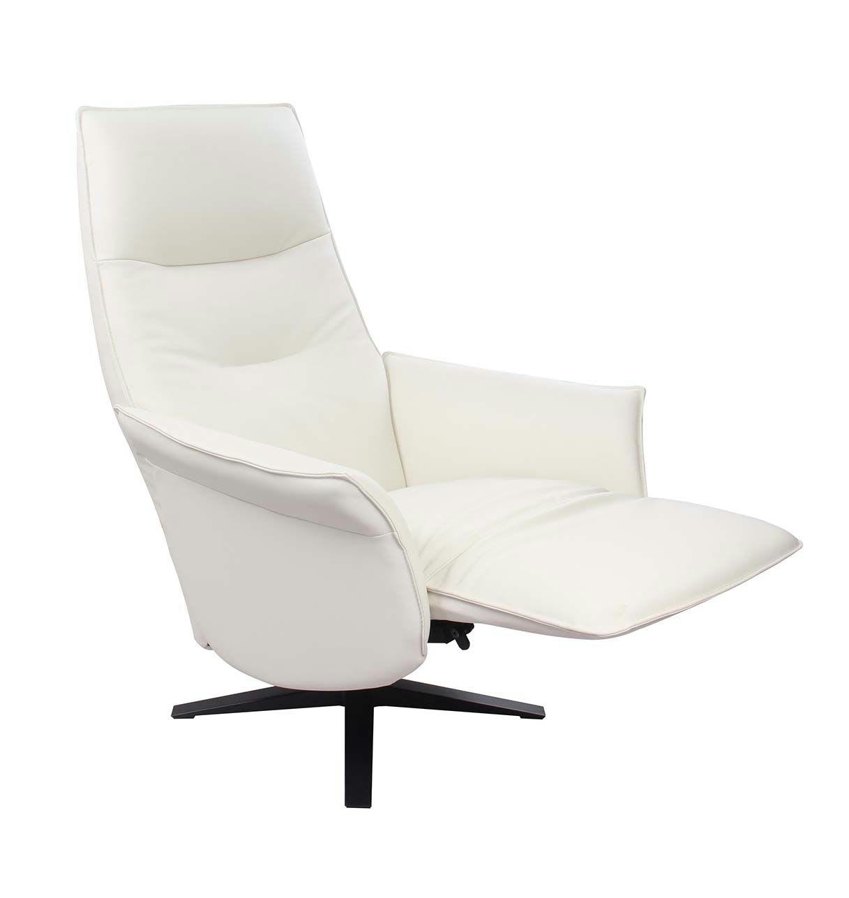 SATURNE - Fauteuil de Relaxation Manuel Design - Cuir Blanc