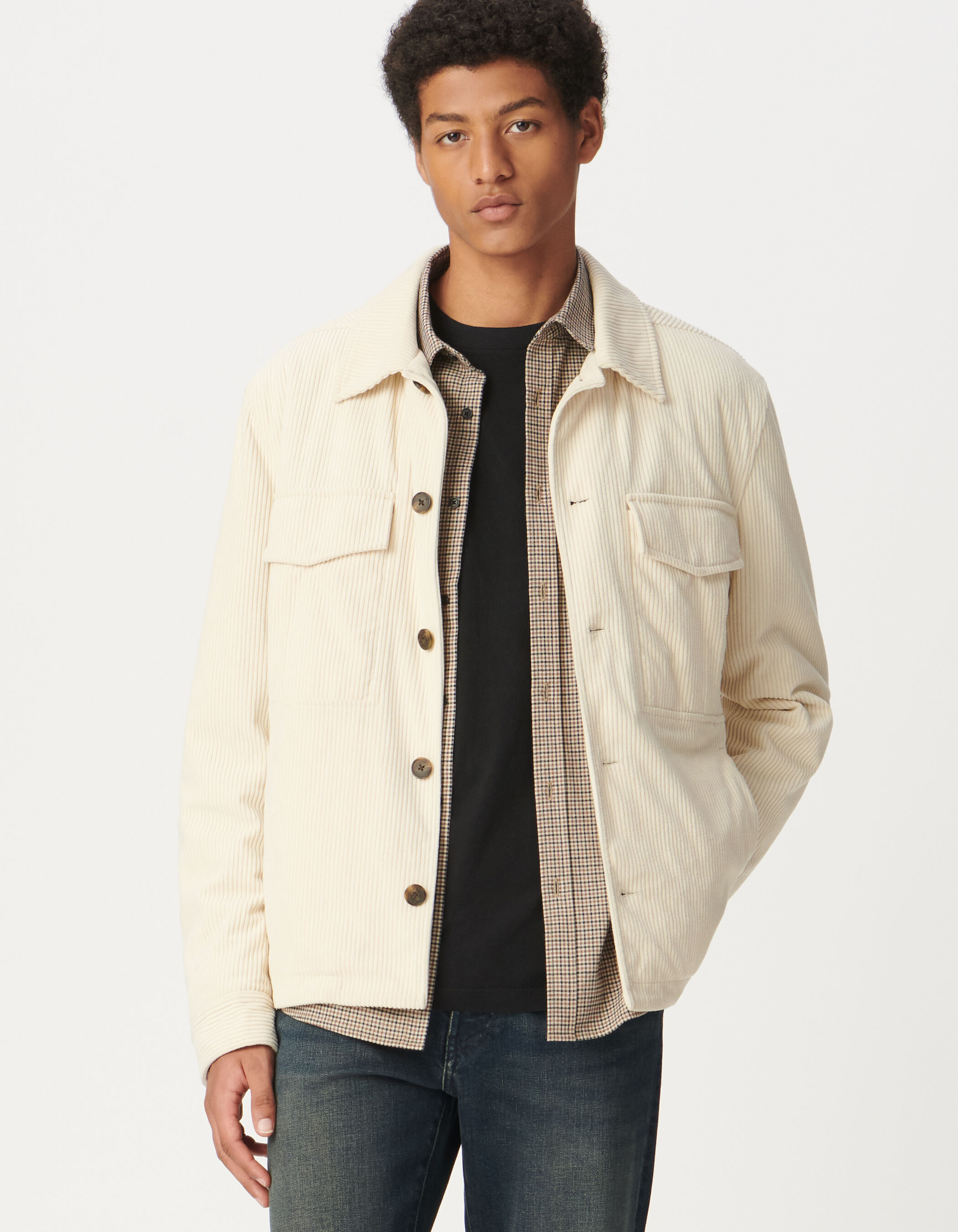 Veste blanche velours côtelé Homme
