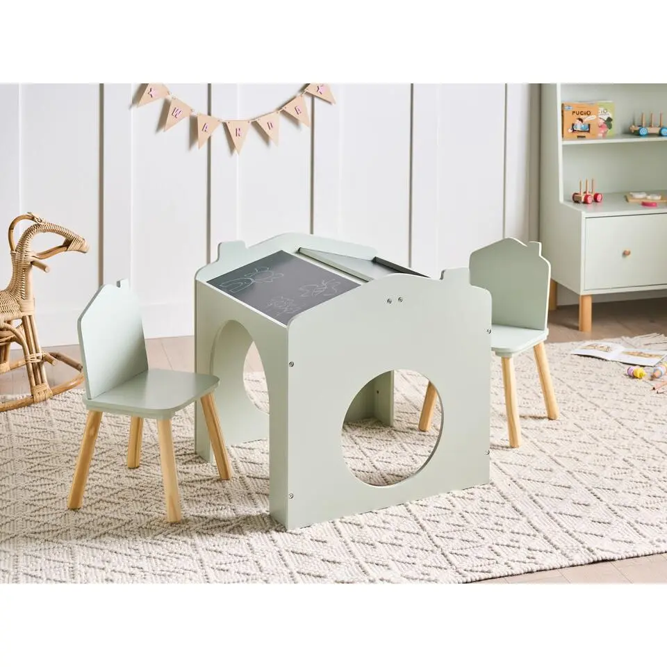 QUILPIE - Kindertafel met stoelen - Lichtgroen - MDF