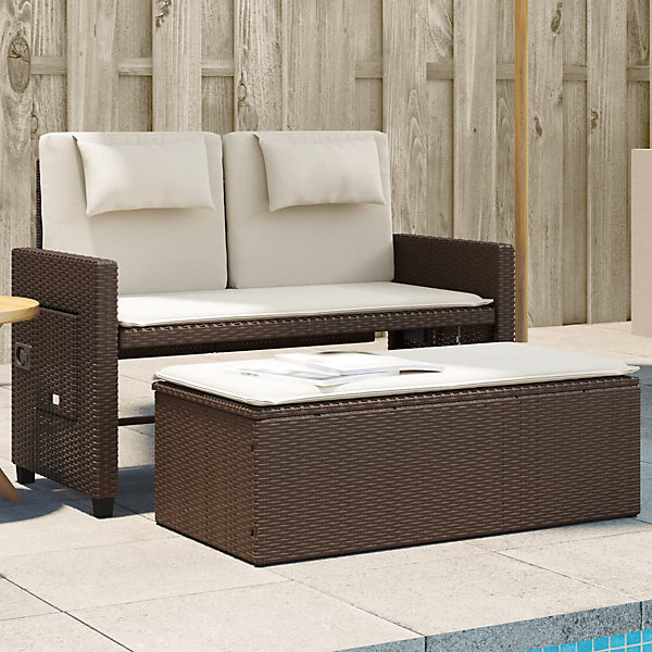 Banc inclinable de jardin avec coussins marron résine tressée vidaXL