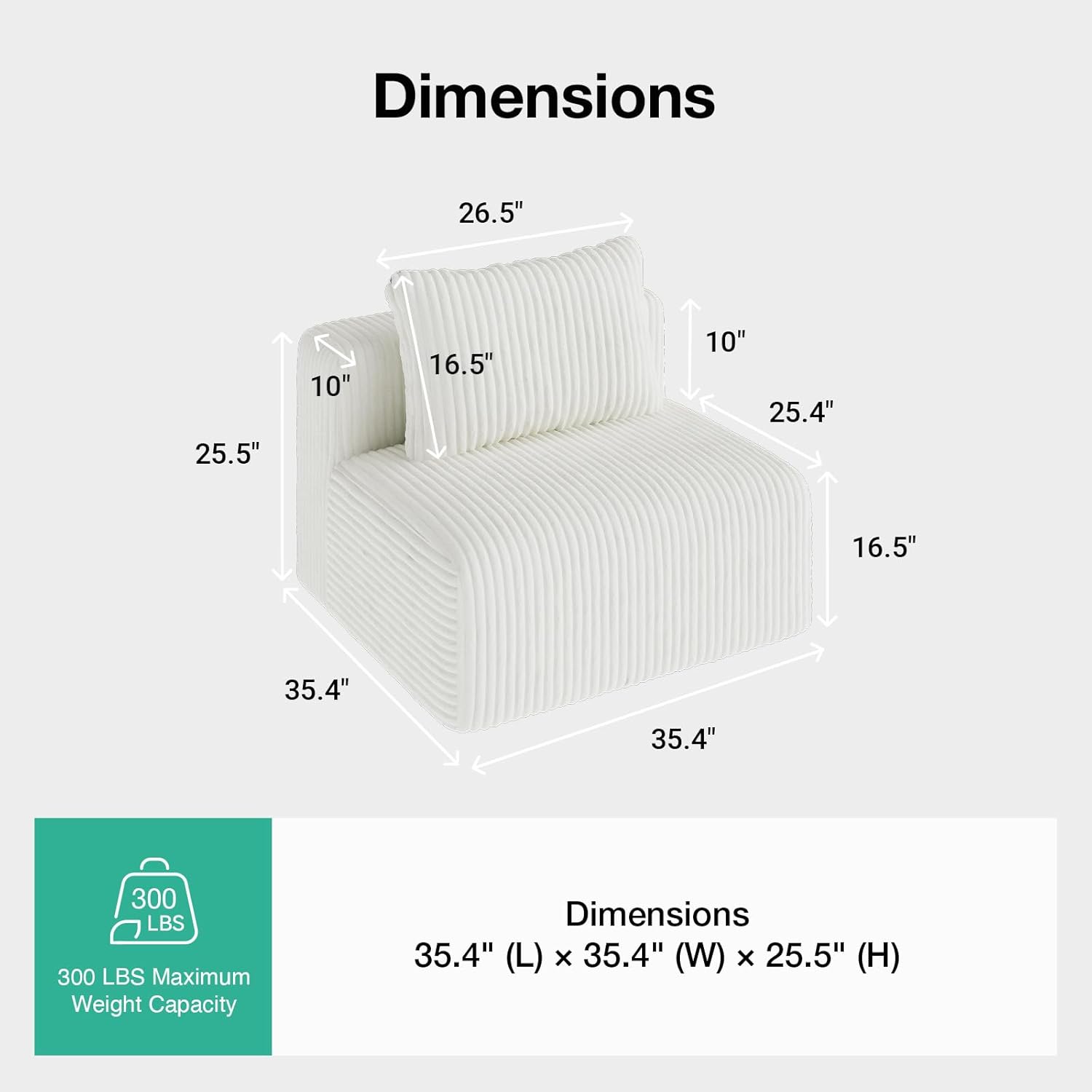 Novilla Modular Sectional Sofa, Modern Cloud Sectional Couch with Smarts Coil® Support, Upholstered Boneless Couch for Living Room Apartments Bedroom, No Assembly Required, Beige (Armless Chair)