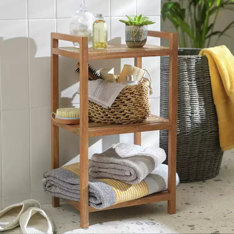 Habitat Mango Wood Bathroom Storage Shelf Unit - Natural