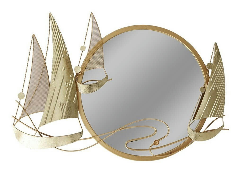 CASSIS - Décoration murale en métal miroir et voiliers 78x53x4