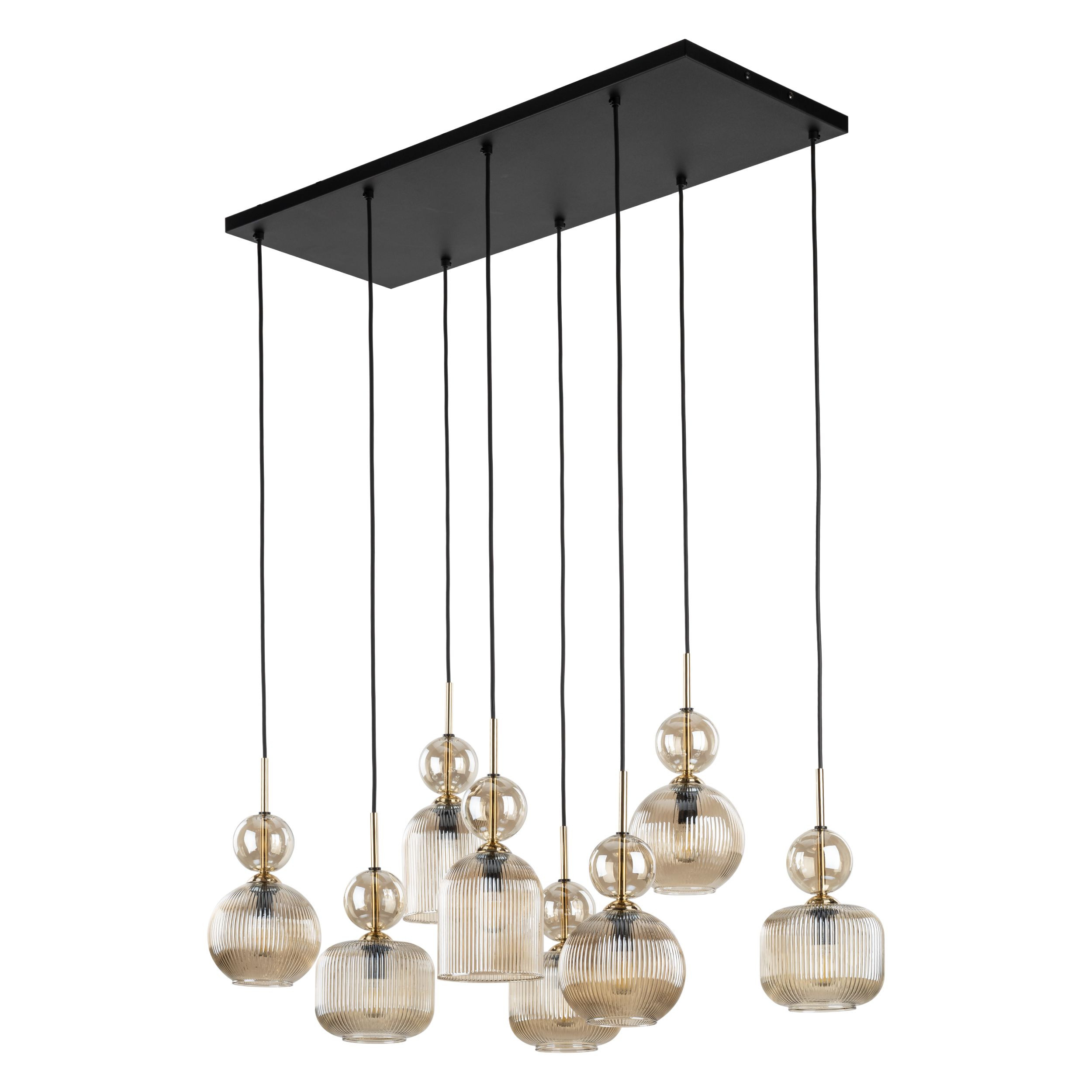 Lampa Wisząca Tk Lighting Sophia Kaskada 8Xe14 Klosze Koniakowe Ryflowane