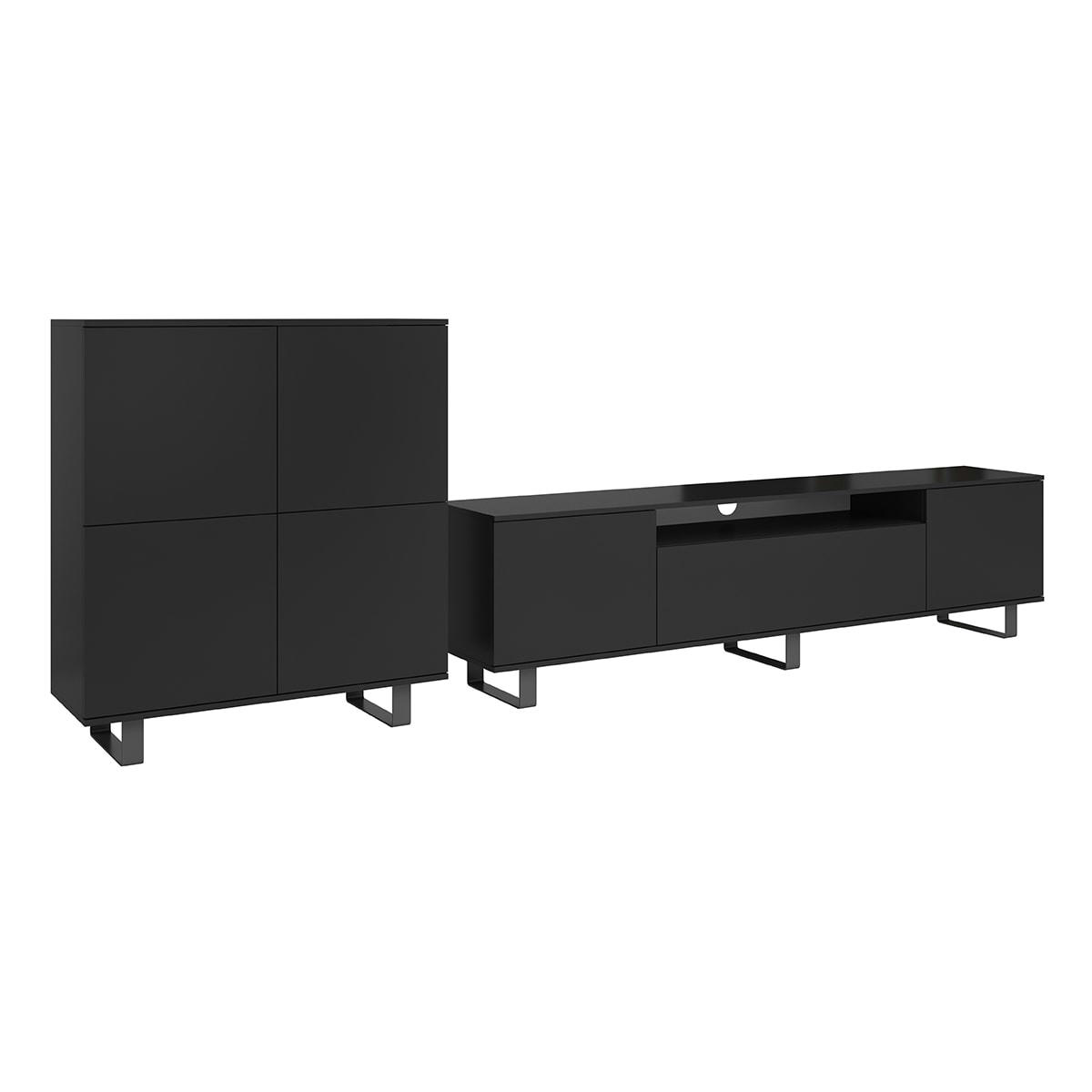 - Ensemble salon 2 pièces stratifiés, métal noir