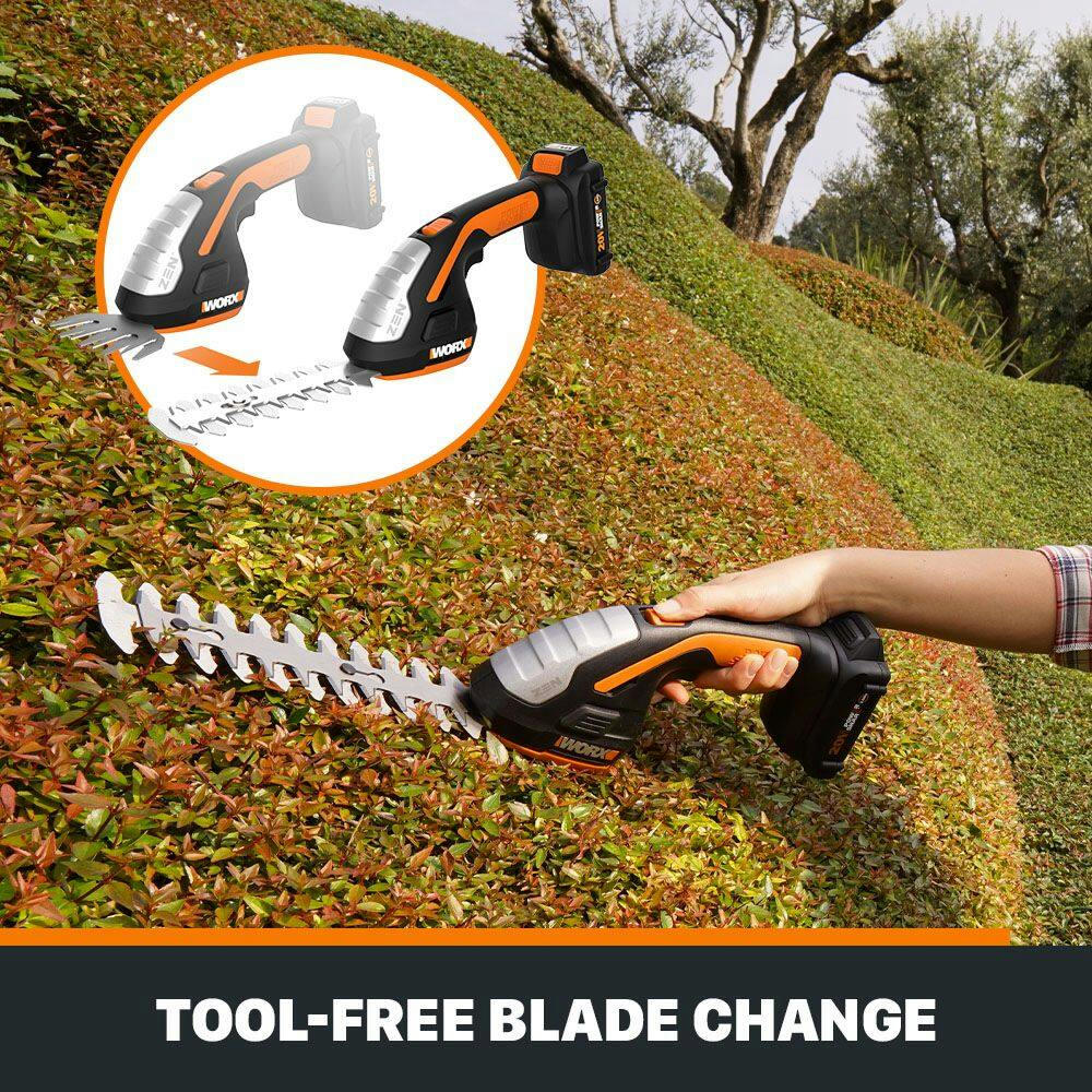WORX WG801.9 20V Power Share™ 2-in-1 Cordless Shear & Shrubber Trimmer, 4-in & 8-in, Tool Only
