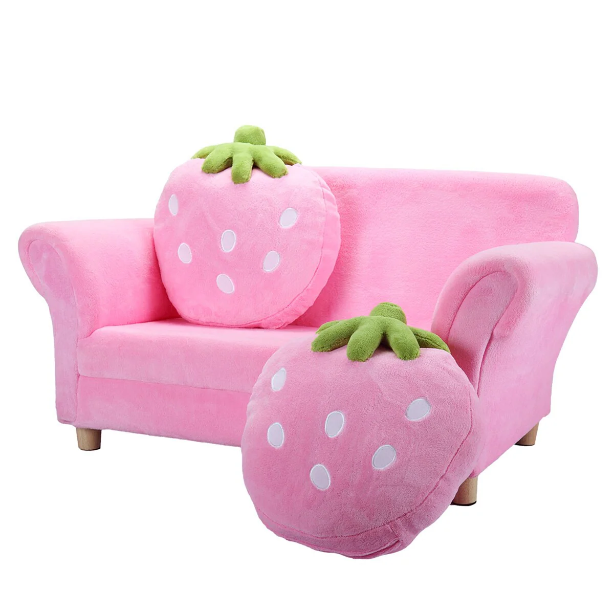 Children's Double Sofa Chair with 2 Strawberry Pillows