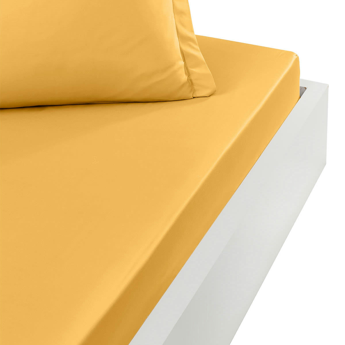 SOFT PERCALE - Drap housse en percale de coton Safran 140x190 cm