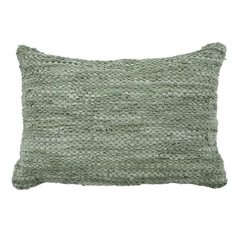SKIN - Coussin en cuir tressé vert clair 60x40