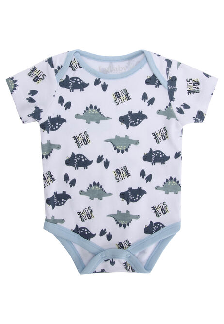 Baby Boys Light Blue Dino Short Dungarees & Bodysuit Set