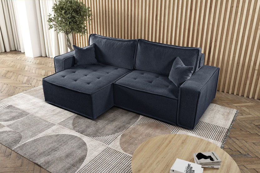 Sofa w kształcie L BOHOO narożnik, tkanina Raven, Grafitowy Lewostronny