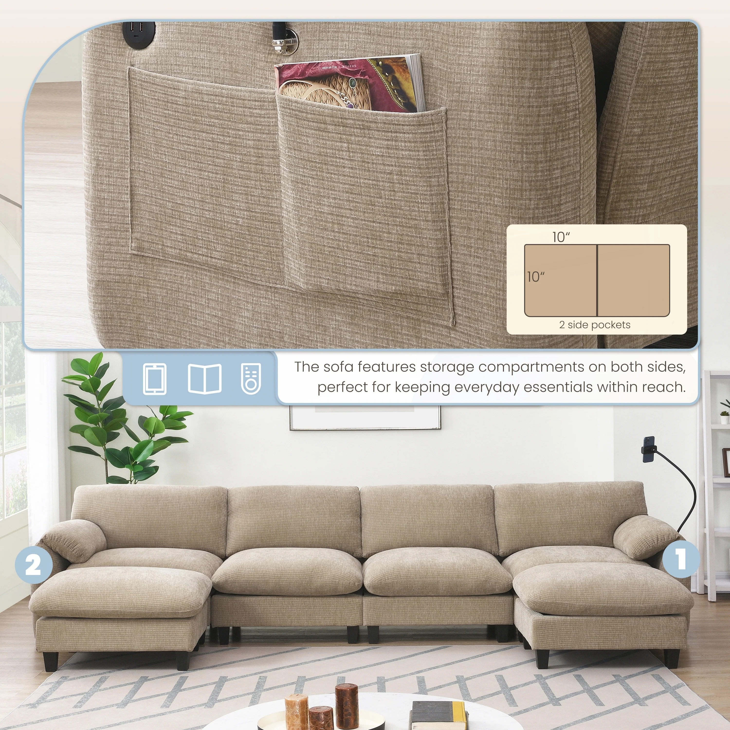 140 Inch Modular Sectional Sofa