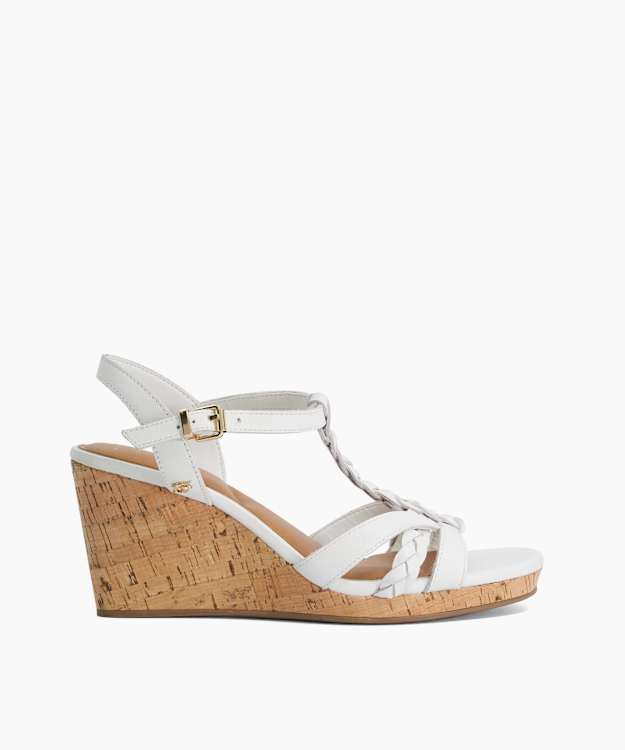 Karly White - Leather Cork Wedges