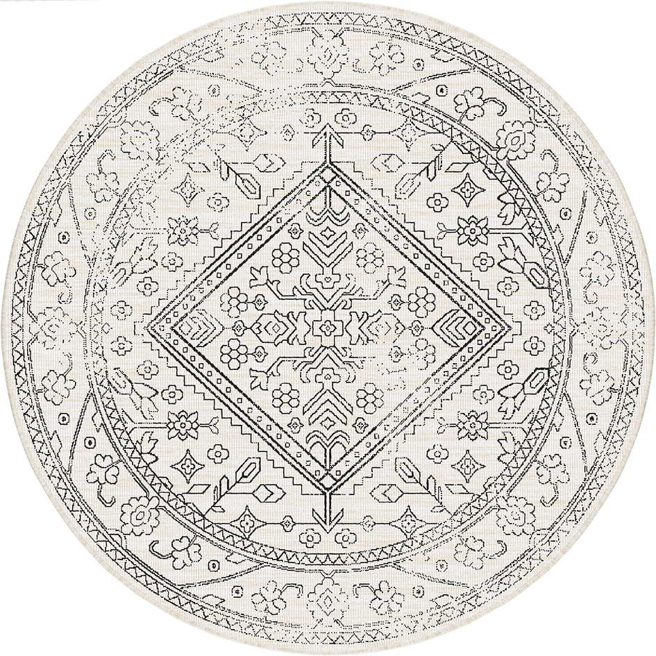 Rond buitenkleed Nova zwart/wit - Interieur05