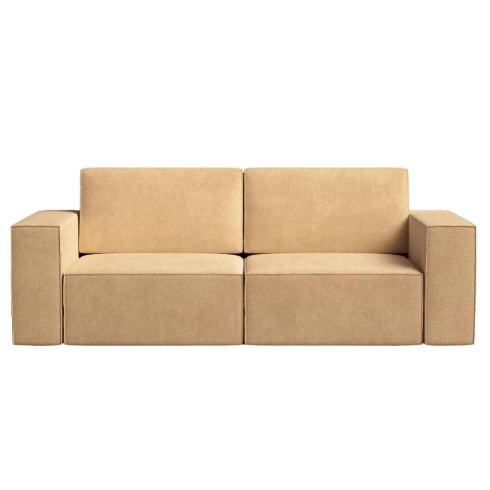 MAIJE - Canapé-lit 2 places en tissu moutarde