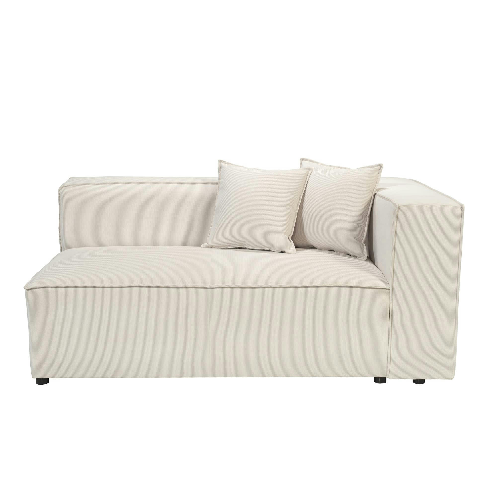 LIVAL - Double angle droit pour canapé modulable en velours côtelé beige