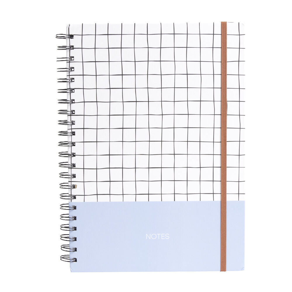 Carnet spirale A4 avec élastique 21x29cm couverture quadrillée 200 pages