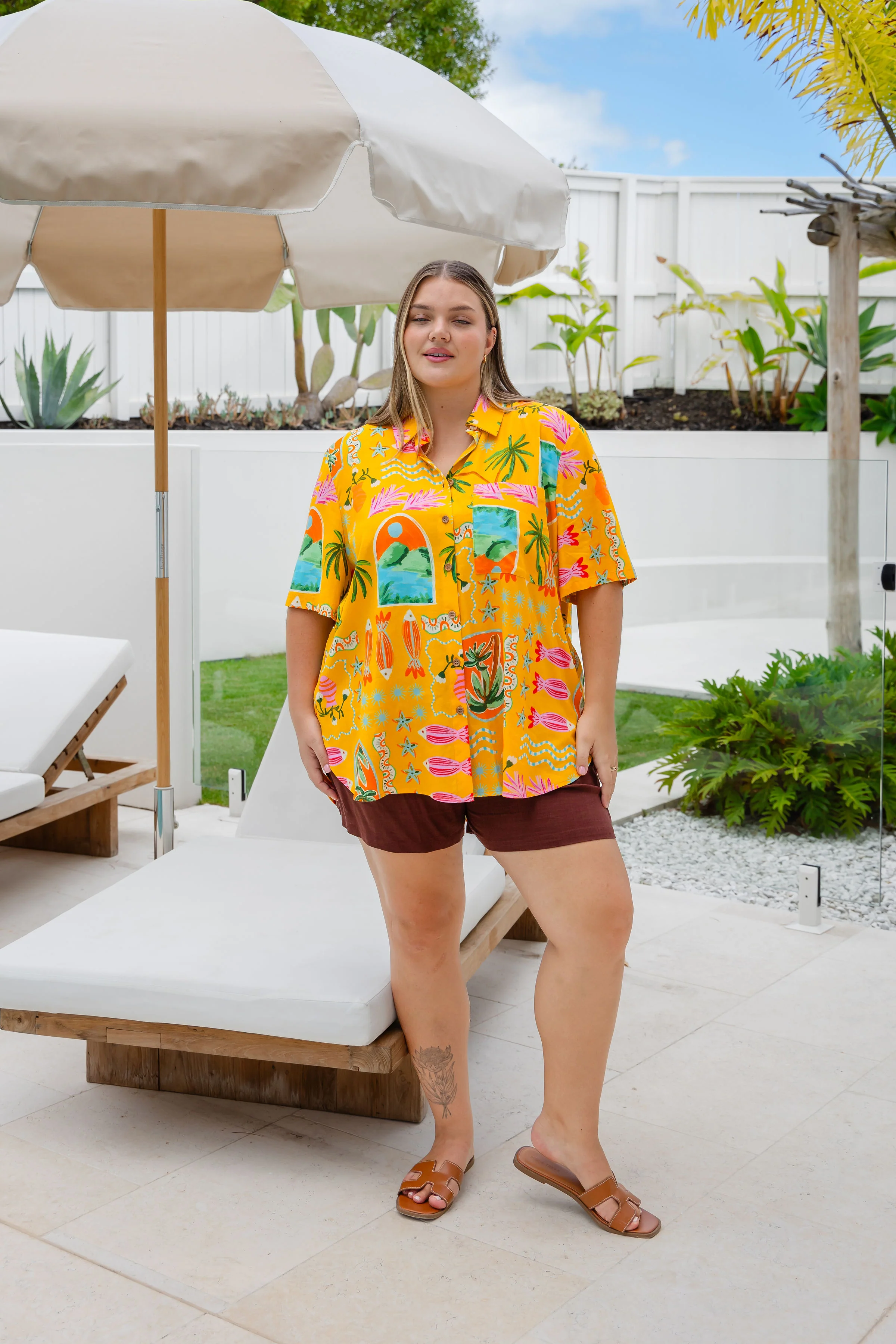 Samara Linen Blend Shirt in Star Fish Fiesta
