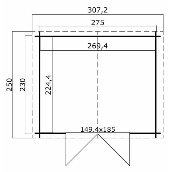 Gartenhaus »Norah«, BxHxT: 307,2 x 233,7 x 250 cm (Außenmaße inkl. Dachüberstand), Holz
