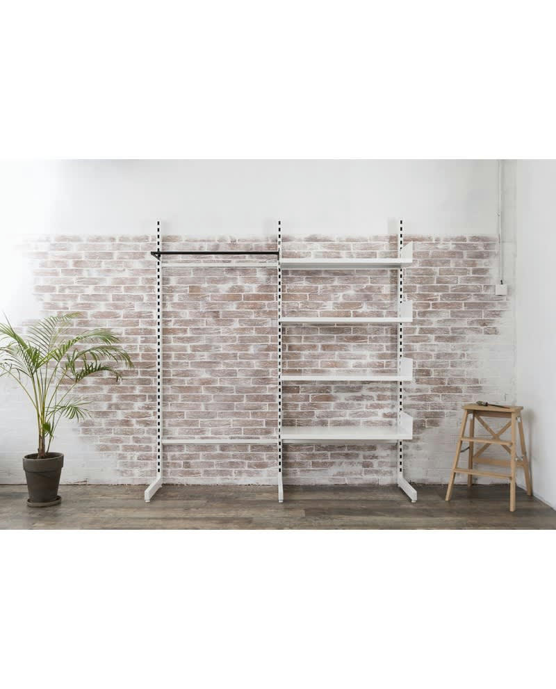 MOK - Mobilier de rangement autoportant métal 4 tablettes 1 barre penderie