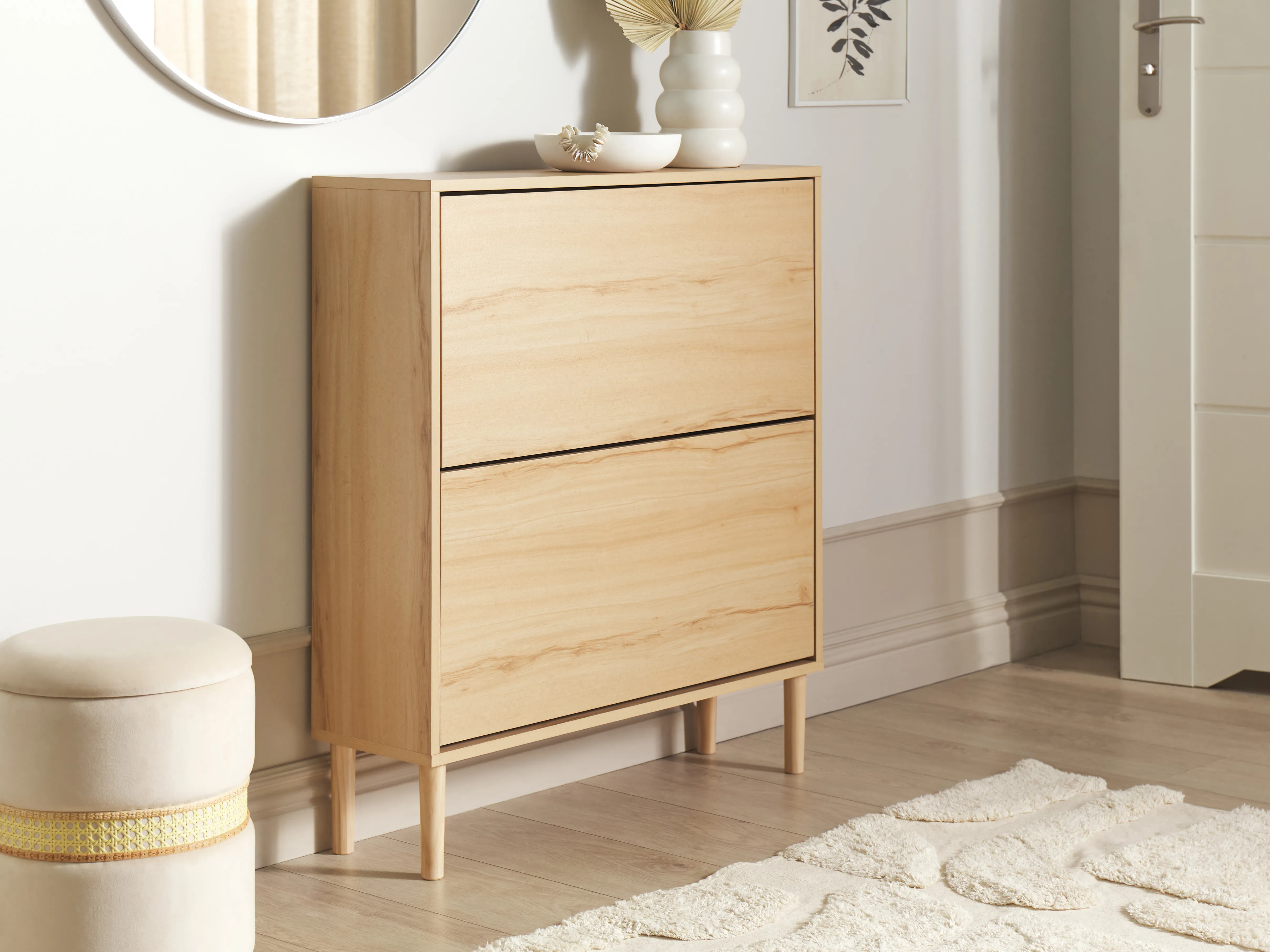 Shoe Storage Cabinet NORRIS Light Brown