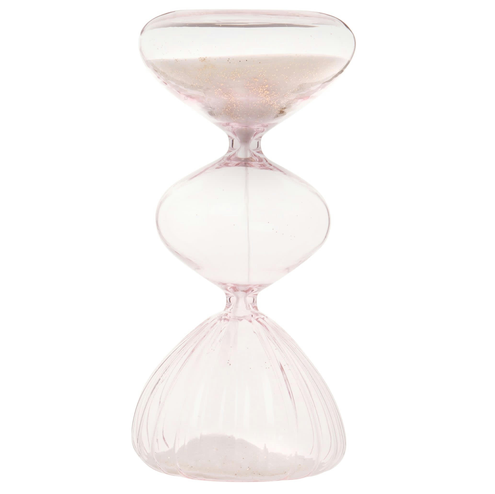 ESTHER - Sablier en verre rose, sable blanc et paillettes dorées