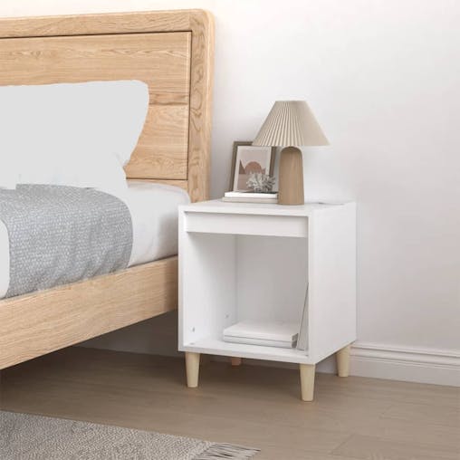 NNEVL Bedside Cabinet White 40x35x50 cm Engineered Wood