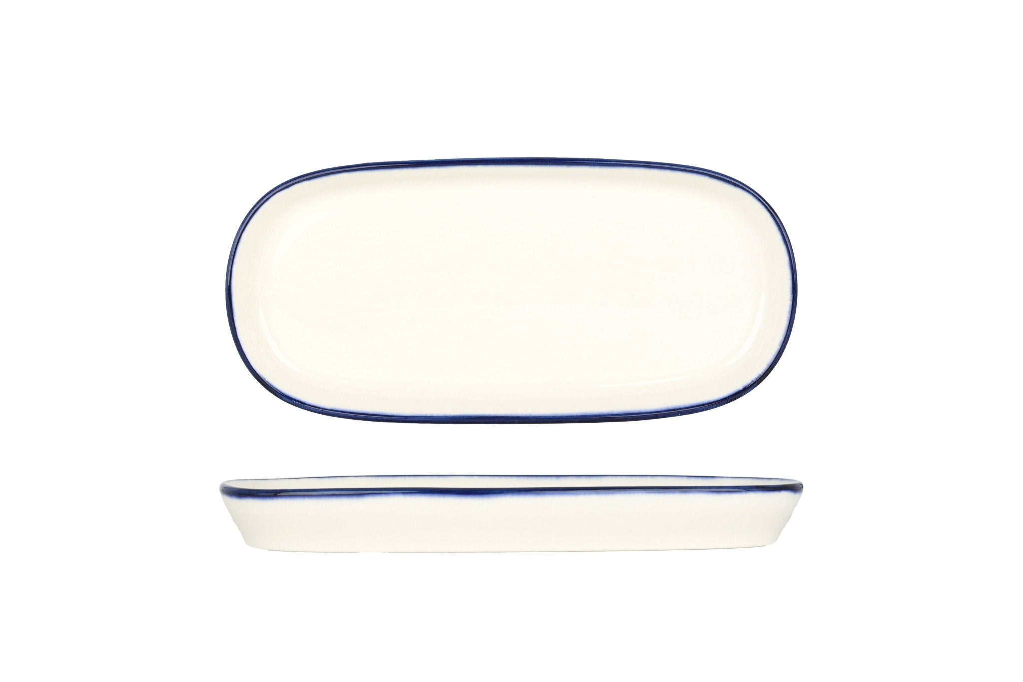 Bonna Serveerschaal - Linea Blue - Porselein - 18 cm - set van 2