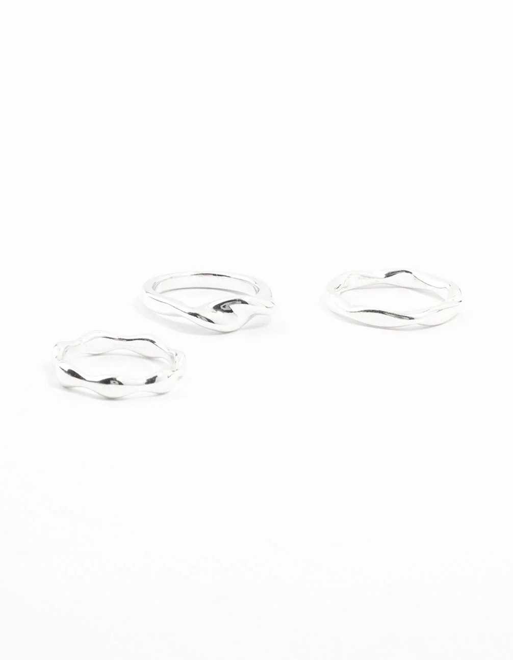 Silver Plated Irregular Stacking Rings 3-Pack