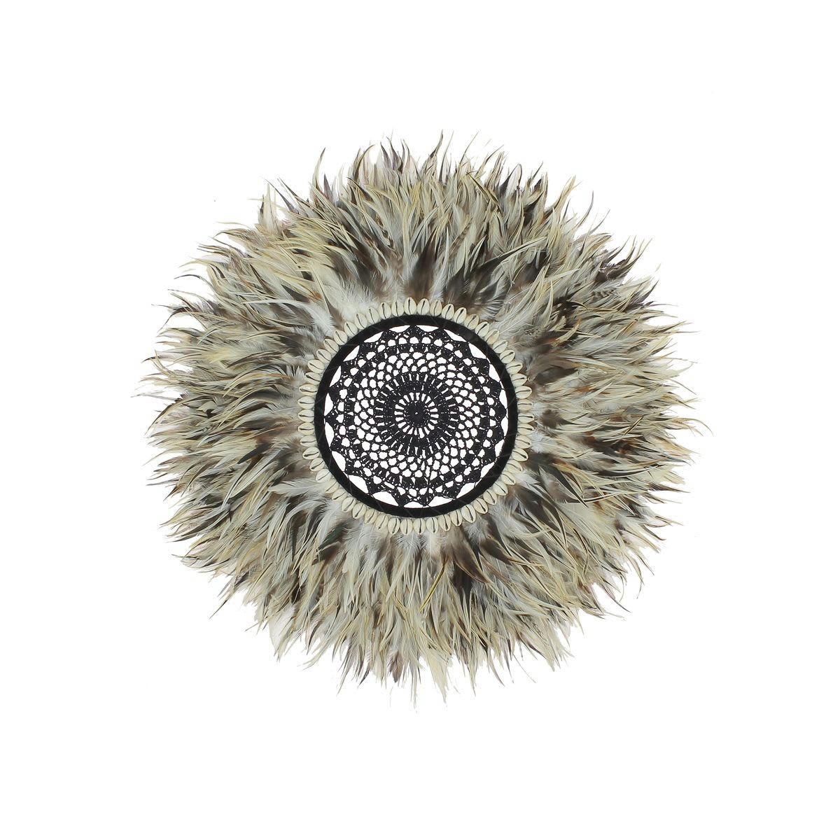 KAPAU - Décoration en plumes jujuhat naturelles et coquillages D50