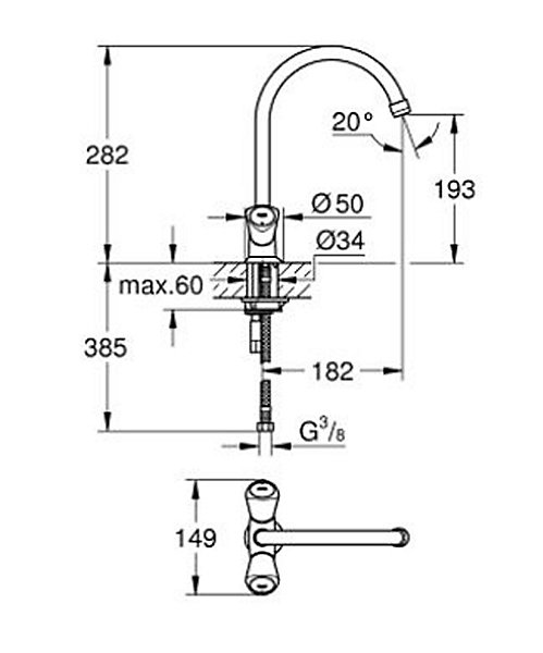 Mélangeur d'évier COSTA S monotrou - GROHE - 31067001