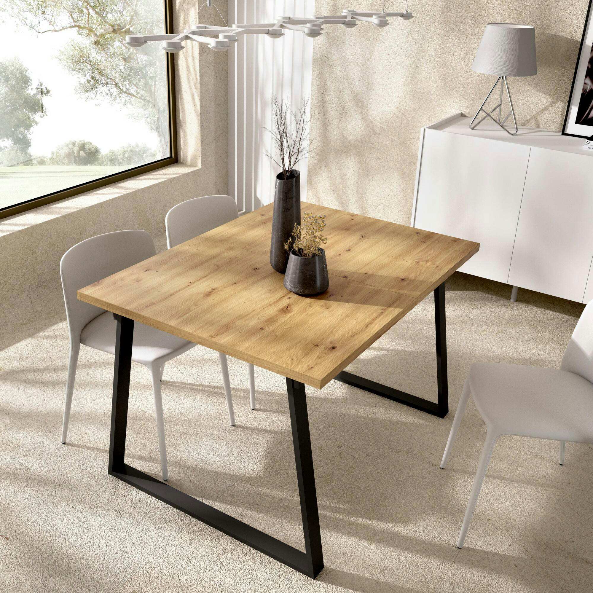 DARSLA - Table fixe effet bois chêne noueux 160x90