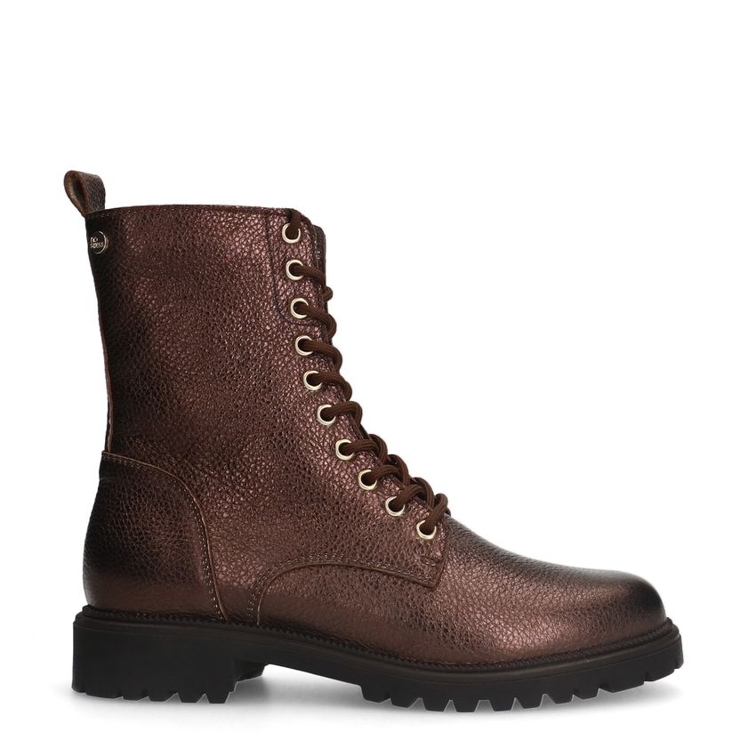 No Stress Bronskleurige leren veterlaarsjes