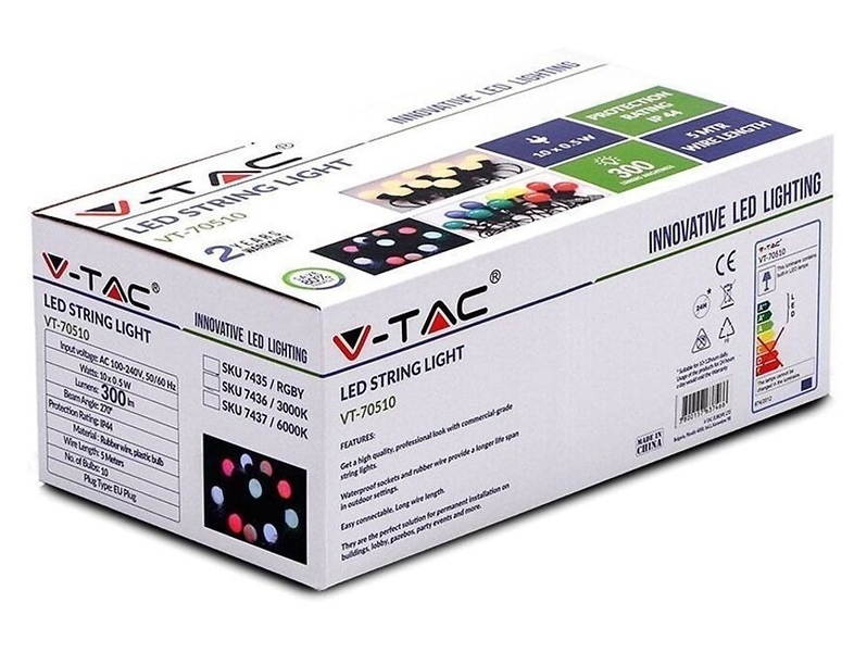 Girlandaogrodowa VT-70510 LED 5 m z tworzywa sztucznego czarna