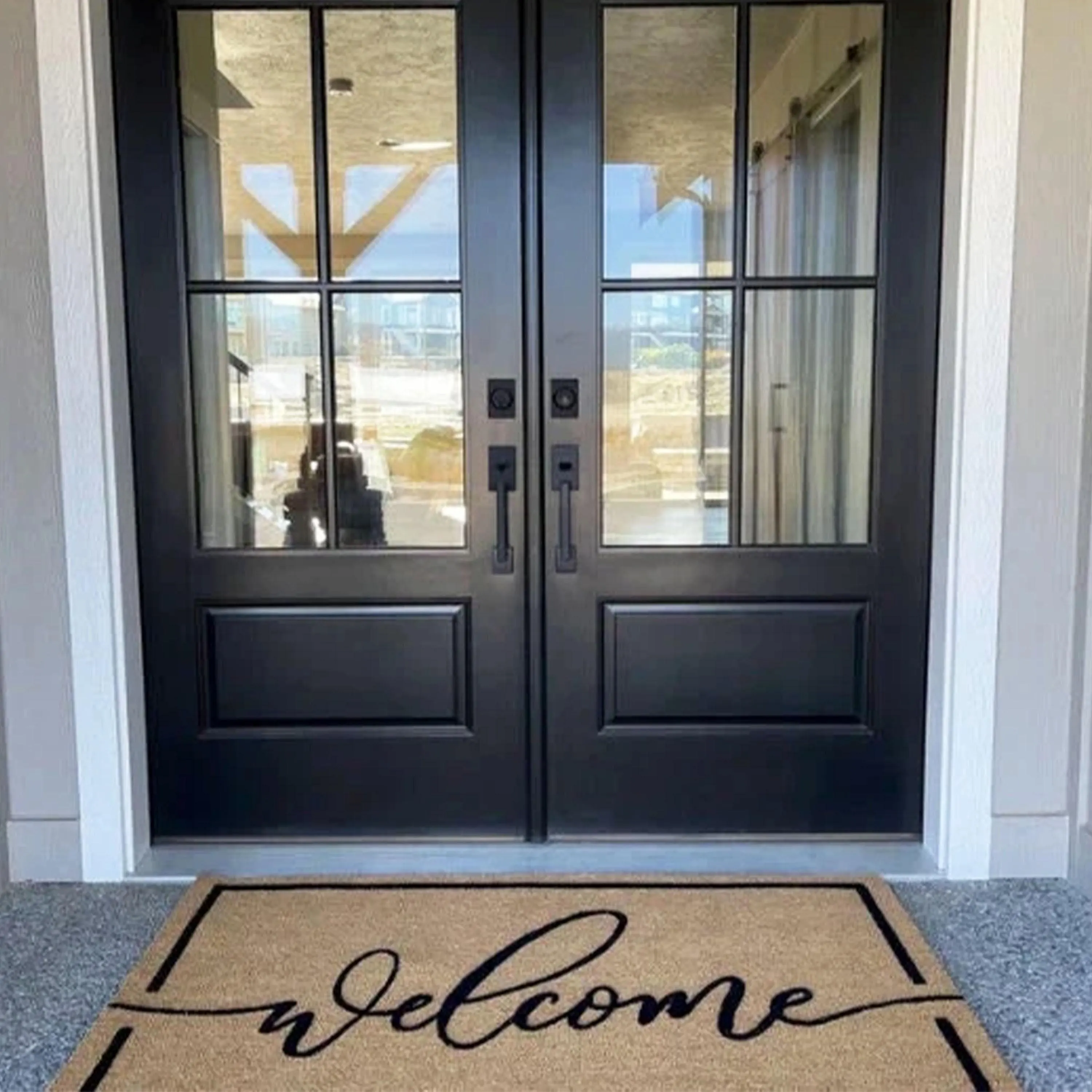 Welcome Doormat Entryway Rug Flocked Coir Custom Door Mat Housewarming Gift
