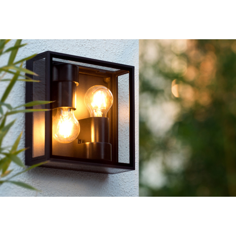 Plafonnier extérieur Dukan noir E27 2 x 15 W Lucide