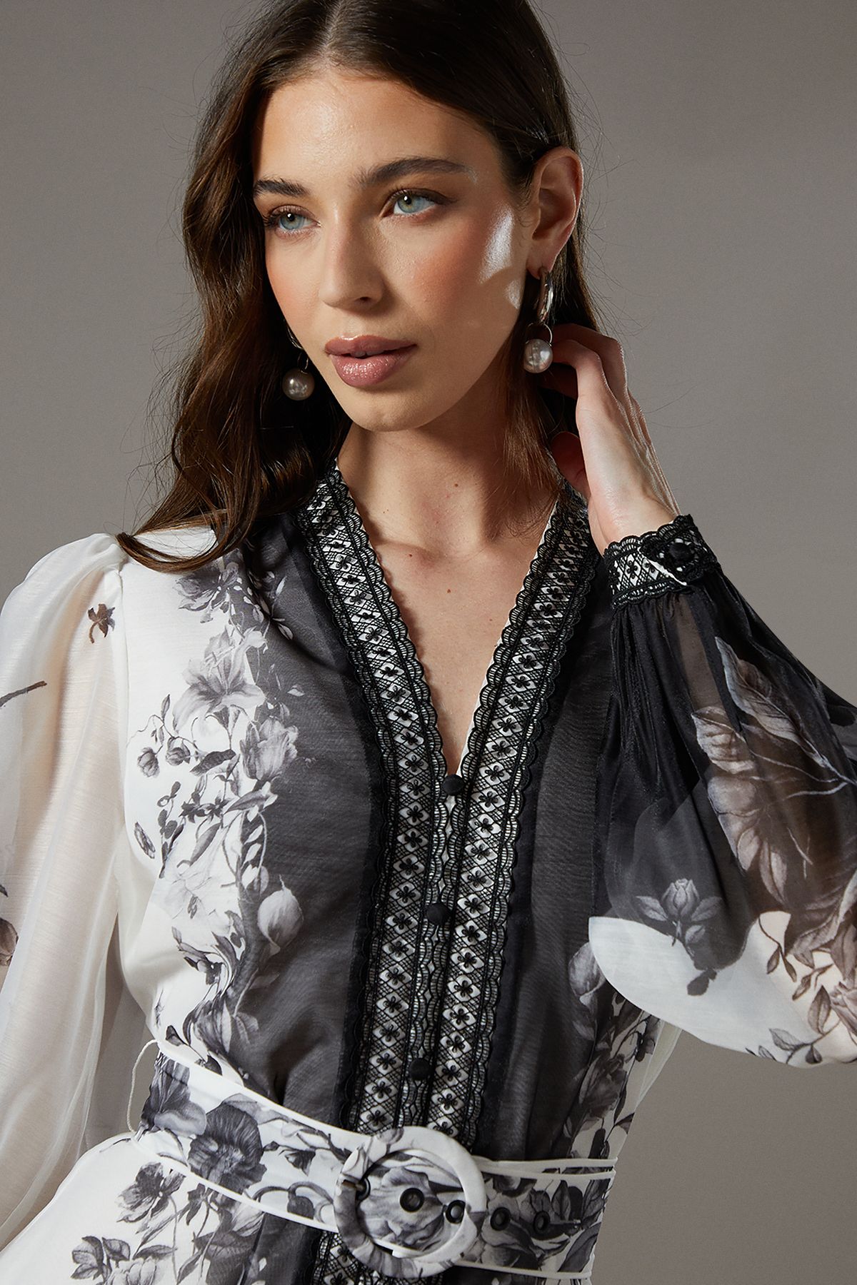 Coast Border Printed Organza Shirt Dress