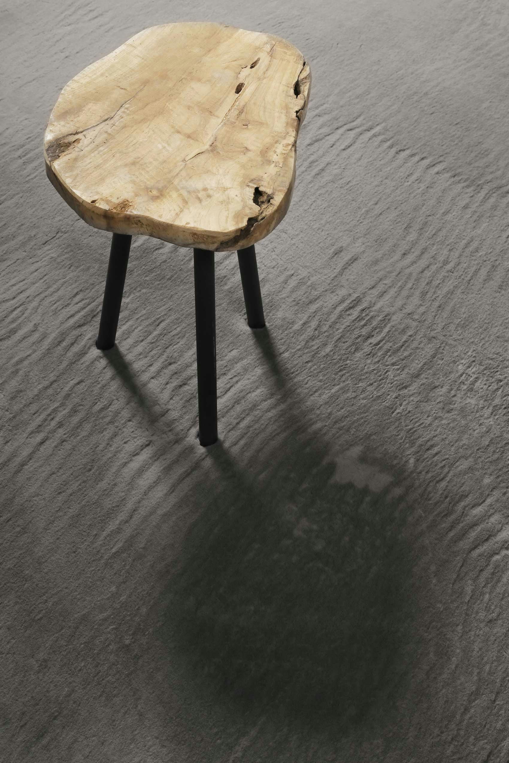 VILLA ROSSO - Tapis rond tufté mèches rases (15 mm)  gris anthracite 200 D