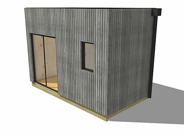 Bureau de jardin 4 saisons en bois 4,4 x 2,4 x 3,2 m / isolation RE2020 avec plancher isolé / menuiseries alu k-line