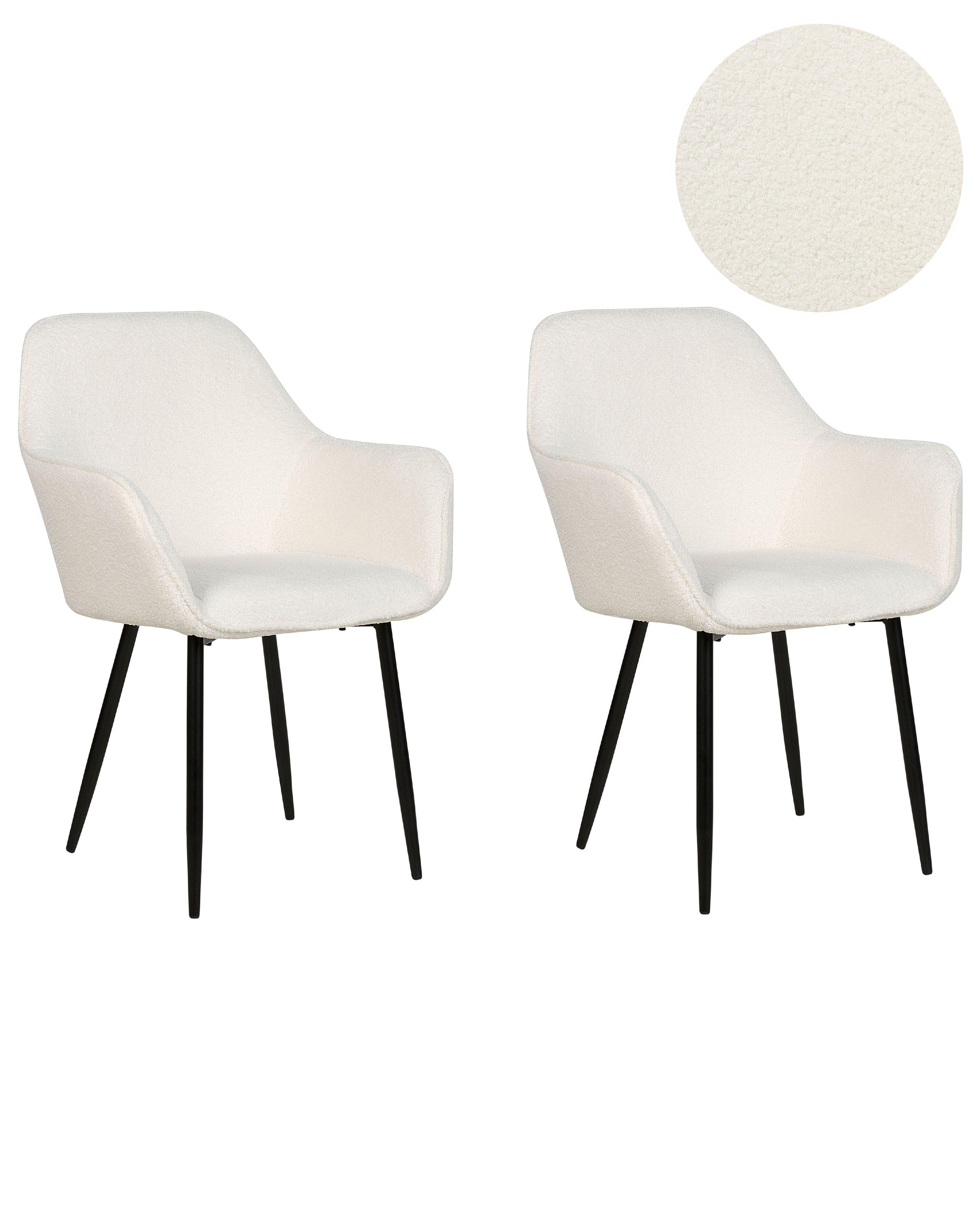 Set of 2 Dining Chairs ALDEN II Boucle White