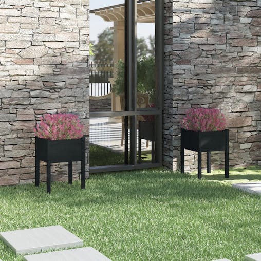 NNEVL Garden Planters 2 pcs Black 50x50x70 cm Solid Pinewood