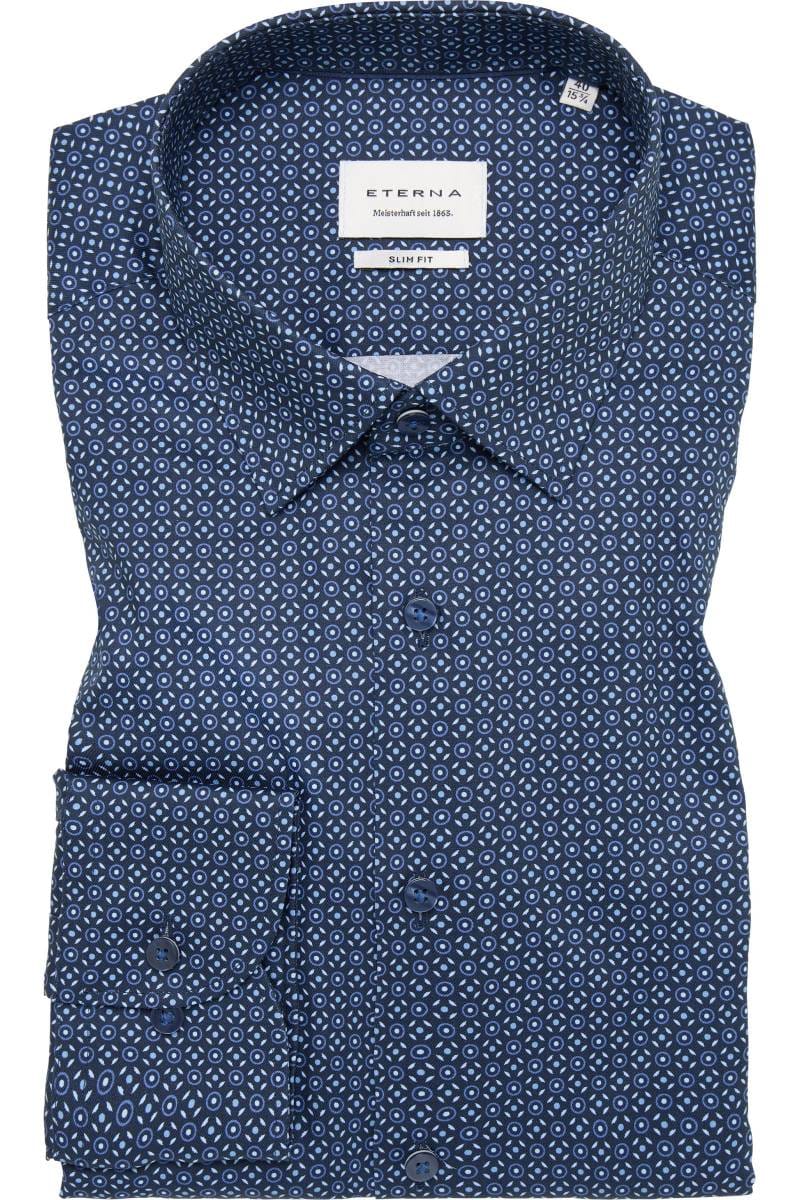ETERNA Slim Fit Hemd marine, Bedruckt