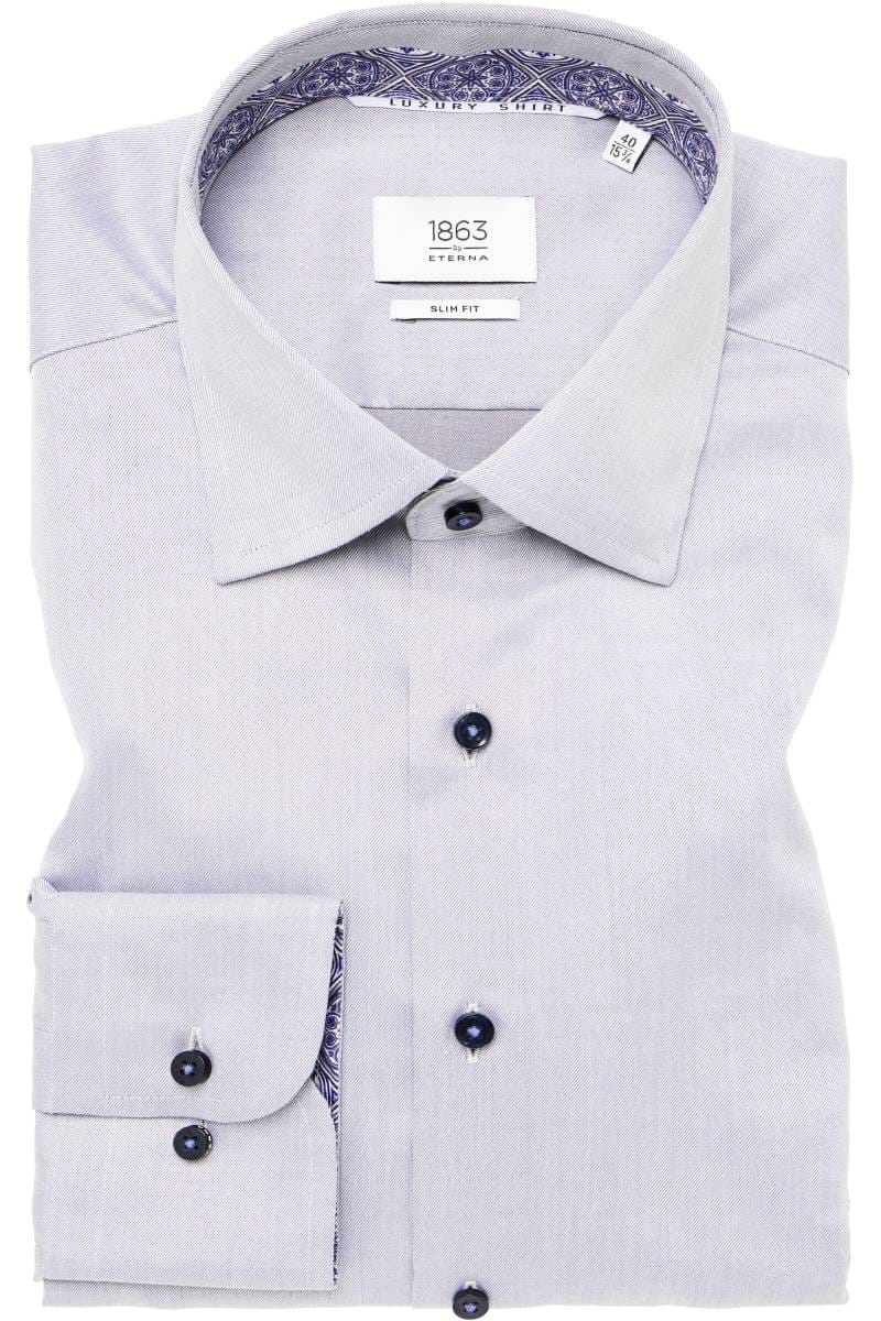 ETERNA 1863 Slim Fit Hemd stahlgrau, Einfarbig