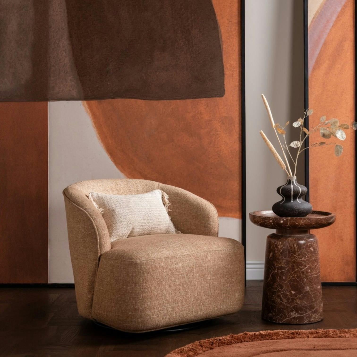 Fauteuil pivotant beige BRADFORD