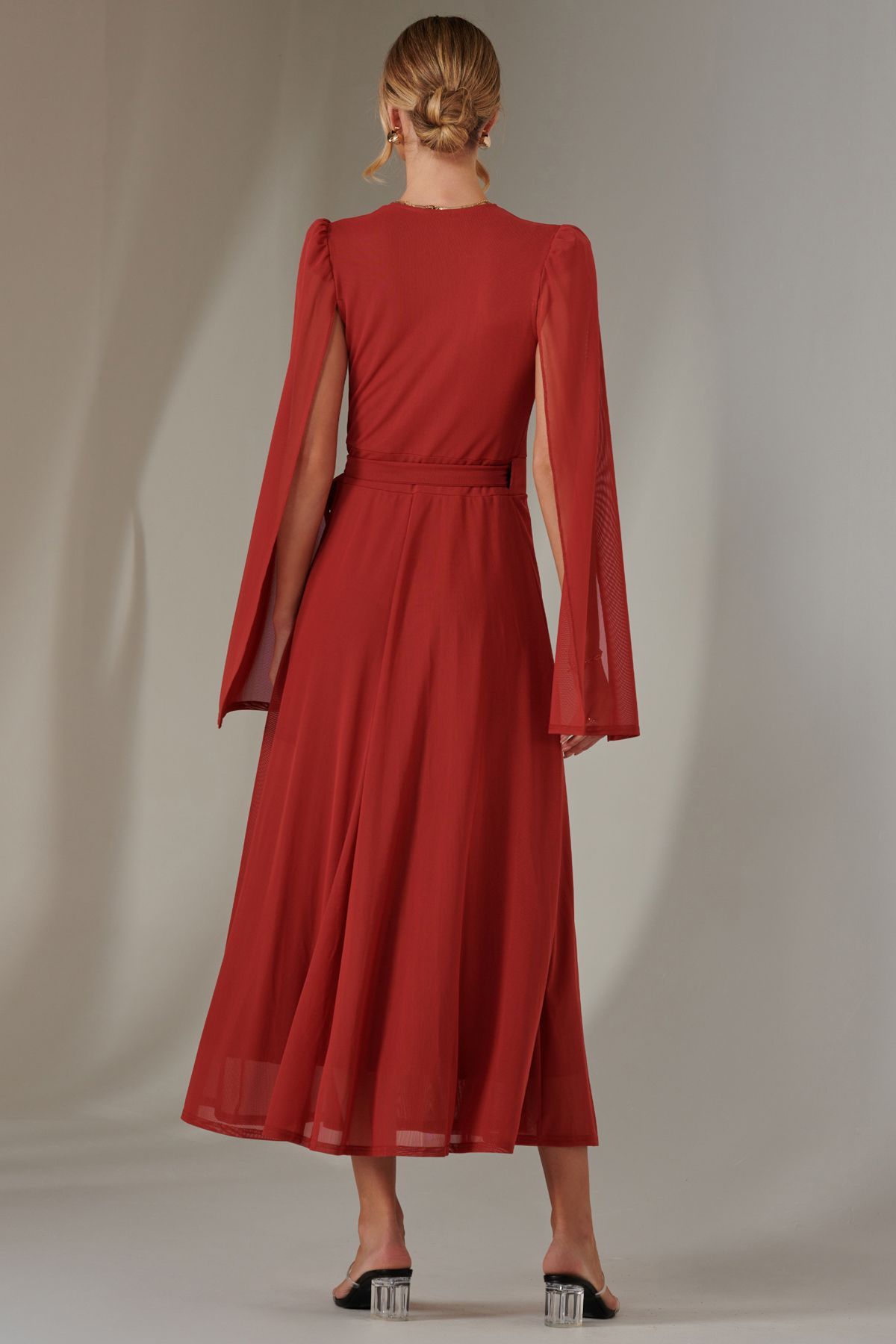 Jolie Moi Cape Sleeve Wrap Maxi Dress