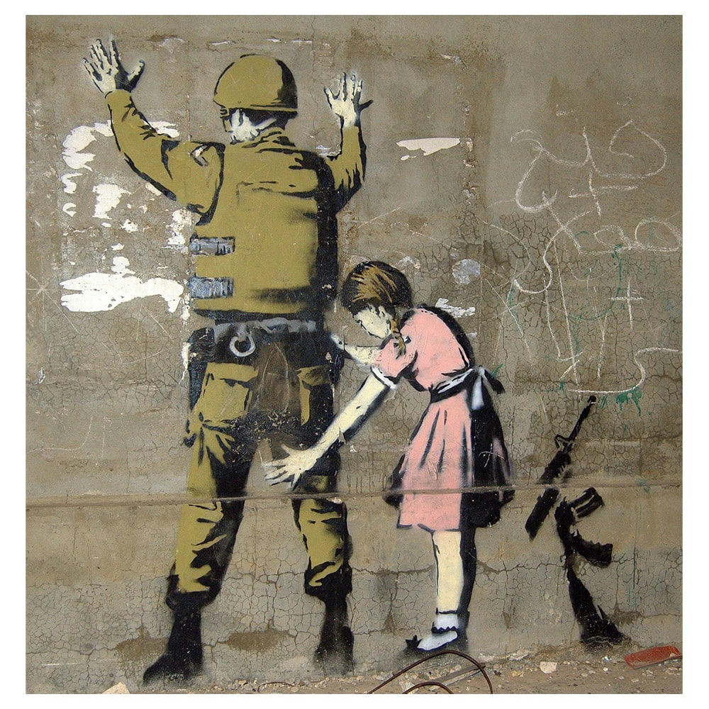 - Tableau Jeune Fille et un Soldat Banksy 90x90cm